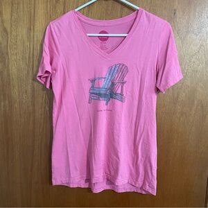 Life is good woman’s small‎ pink chair tshirt